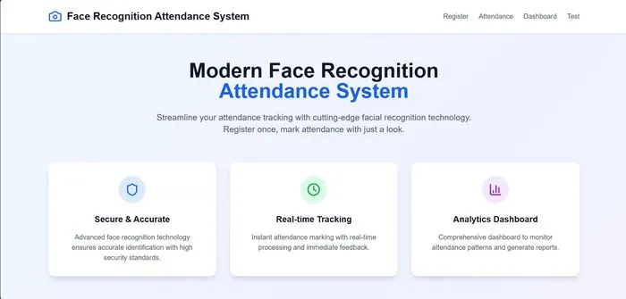 Face recognition attendance system home page