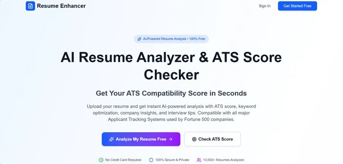AI Resume Analyser start page